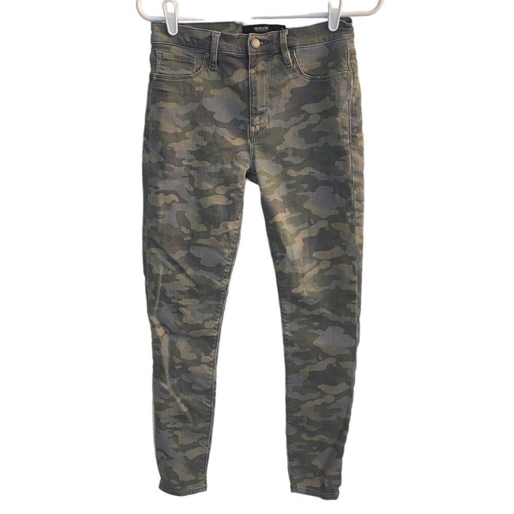 Hudson Jeans Women's Green Camoflage Barbara Super Skinny Pants Sz 26